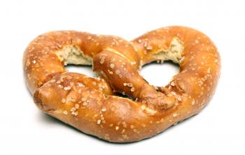 A pretzel isolated on a white background