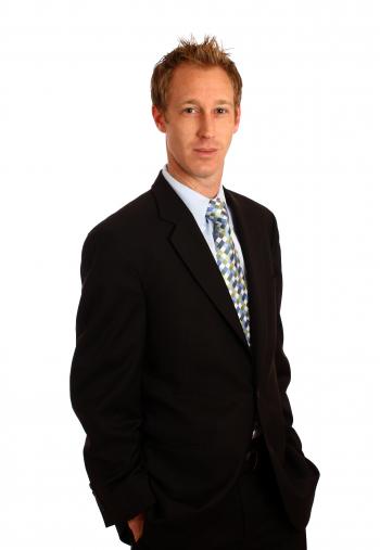 A young businessman in a suit