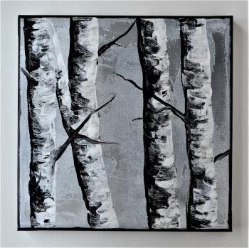 Birch, Aspen, Tree, Branches, Black and white Original Abstract ...