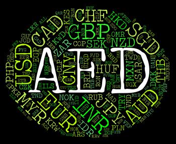 Aed Currency Indicates United Arab Emirates And Banknotes