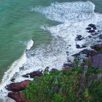 Aerial Photography of Seashore Beside Islet
