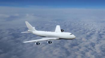 Plane Flying Above The Clouds, Commercial Airplane In Flight Motion ...