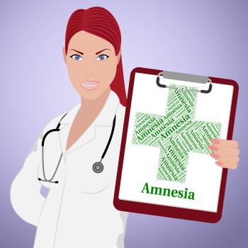 Amnesia Word Shows Loss Of Memory And Affliction