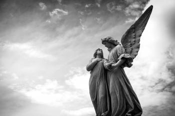 Free picture: sculpture, sky, statue, angel, art, clouds, figure