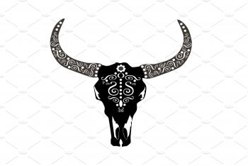 Cows head, animal skull black ~ Graphics ~ Creative Market