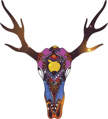 Cool Rainbow Tribal Pattern Desert Animal Skull Head Cartoon Vinyl ...