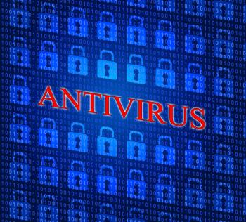Antivirus Security Represents Malicious Software And Defense