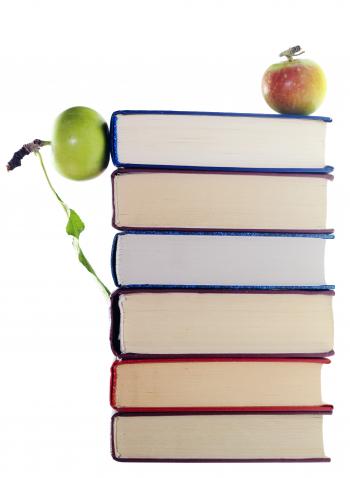 apples on stack of books