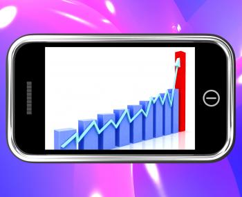 Arrow Rising On Smartphone Shows Progress Chart