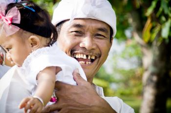 Asian child with father