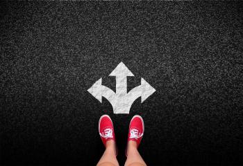 At a crossroads - Decisions and choices concept