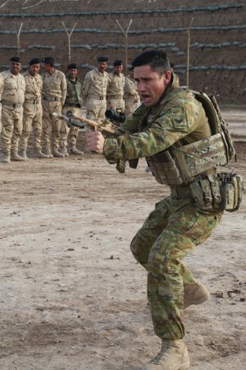 File:An Australian soldier, assigned as a Task Group Taji Trainer ...