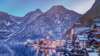 Wallpapers Hallstatt Alps Austria Winter Mountains Lake 3840x2160