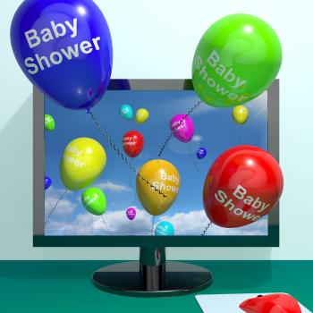 Baby Shower Balloons From Computer As Birth Party Invitation