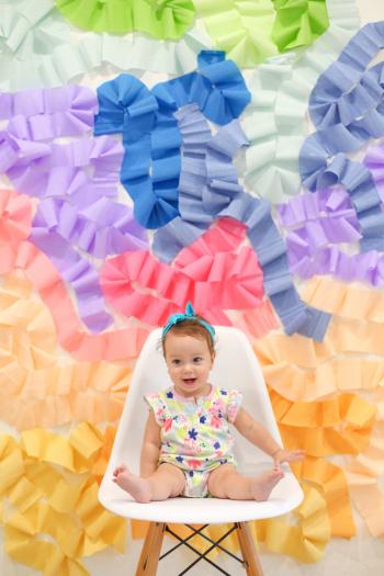 DIY Crepe Paper Wall Photo Backdrop | Lovely Indeed