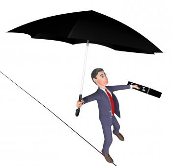 Balancing Character Shows Business Person And Balanced 3d Rendering
