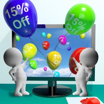 Balloons From Computer Showing Sale Discount Of Fifteen Percent