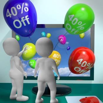 Balloons From Computer Showing Sale Discount Of Forty Percent