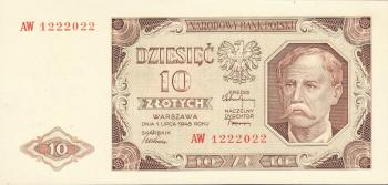 10 old Polish Zlotych banknote 1948 issue - Exchange yours for cash
