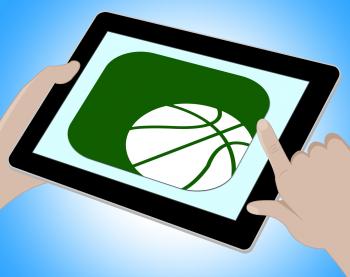 Basketball Online Represents Tablet Playing 3d Illustration