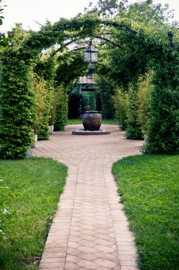 Beautiful garden arches and path