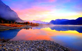 Lakes: BEAUTIFUL LAKE VIEW Sunset Reflections Stones Fog Pebbles ...