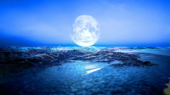 Beautiful Landscape of Blue Ocean and Full Moon. Motion Background ...