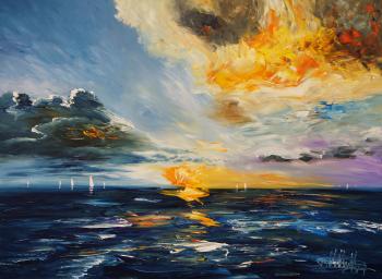 Beautiful Seascape Sunset M 1 - large modern paintings for sale