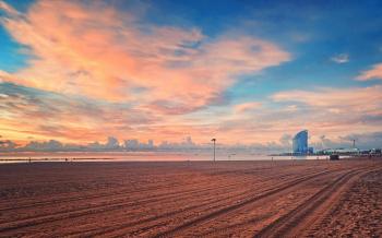 Massive raked beach under beautiful sky wallpaper | AllWallpaper.in ...