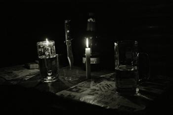 Beer, dagger and candle