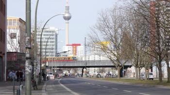 Morning In Berlin Streets And Buildings Traffic And People Trains ...
