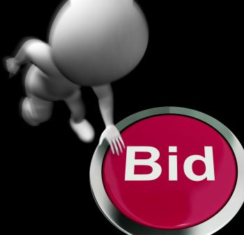 Bid Pressed Shows Auction Buying And Selling