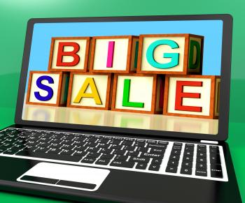 Big Sale Message On Laptop Shows Online Discounts