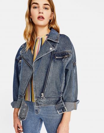Denim biker jacket - Denim Collection - Bershka United States