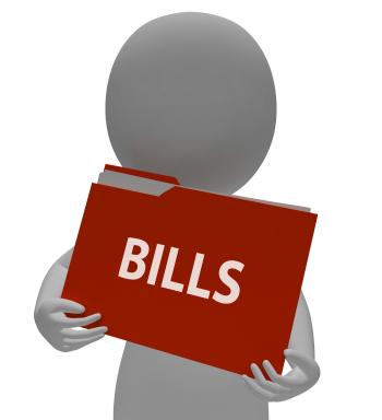 Bills Folder Means Binder Correspondence 3d Rendering
