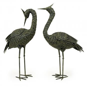 Coastal Birds Wrought Iron Outdoor Sculptures - Set of 2 | Hayneedle