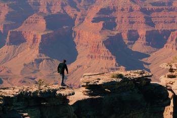 Bird's Eye-view of a Man on Grand Canyon Mountain