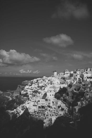 black and white town