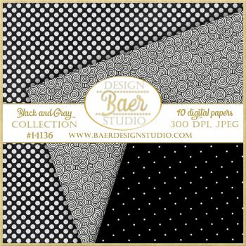 Black Scrapbook Paper, Black and Silver Digital Paper, Download ...