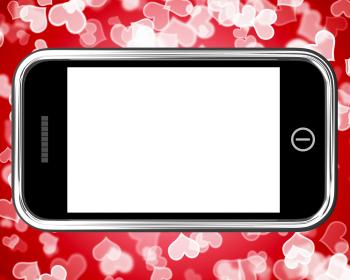 Blank Mobile Phone Screen With Hearts Background
