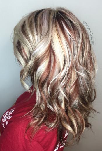 blonde and red highlights highlights lowlights copper lowlight hair ...