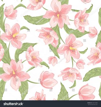 Hellebore Sakura Magnolia Blooming Flowers Seamless Stock Vector ...