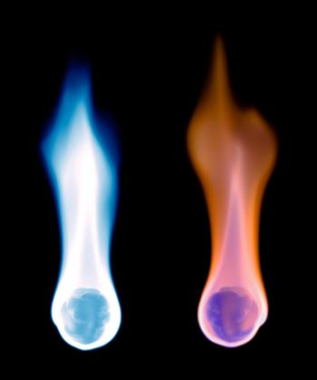 Blue and orange flames