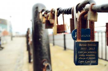 Blue Bernie Brittles 1955-2012 Love You Yesterday, Today, Tomorrow, Always and Forever Love Lyn Xxxx Engraved Padlock