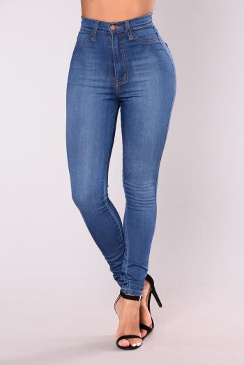 Classic High Waist Skinny Jeans - Medium Blue