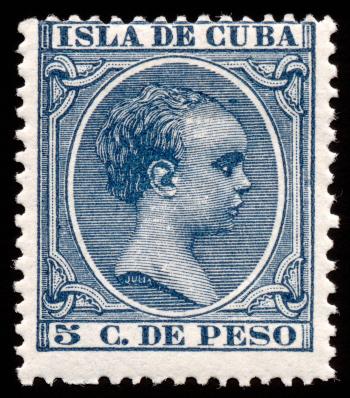 Blue King Alfonso XIII Stamp