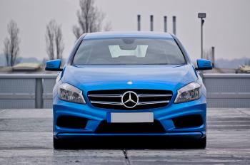 Blue Mercedes Benz Car Parked