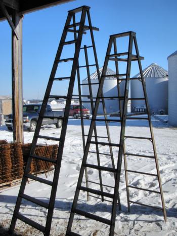 9 Step Tall Wooden Vintage Step Ladders