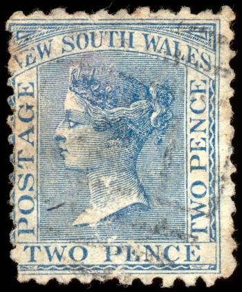 Blue Queen Victoria Stamp
