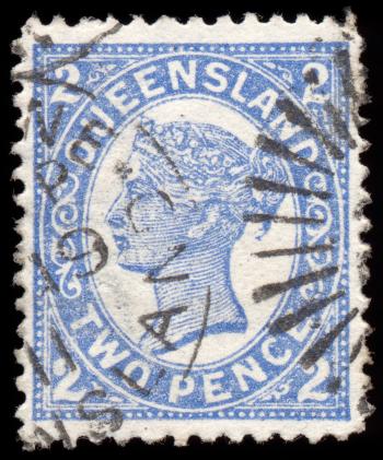 Blue Queen Victoria Stamp